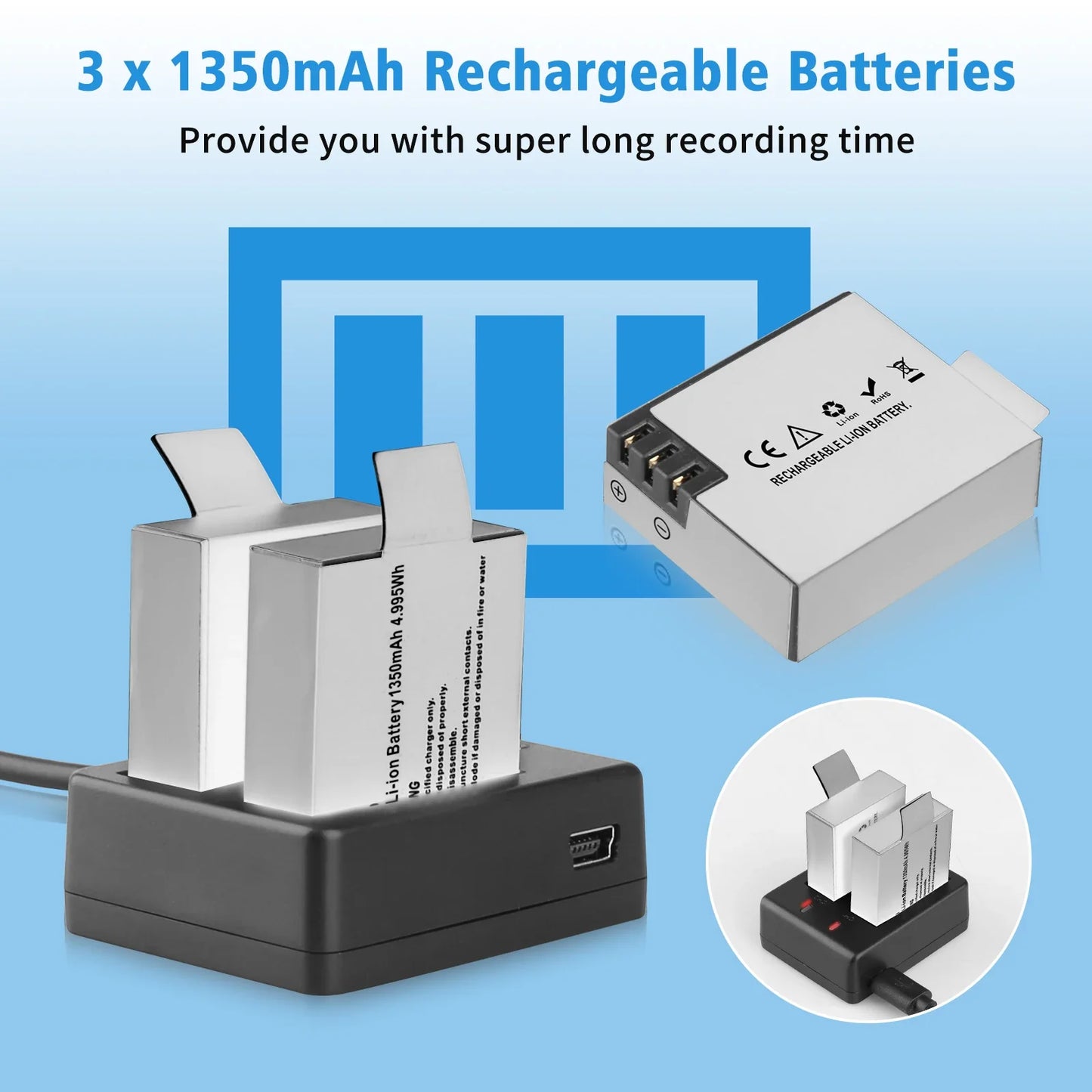 Ourlife hot selling 4K 30fps 1080P 60fps remote control sports action camera with three batteries for bicycle