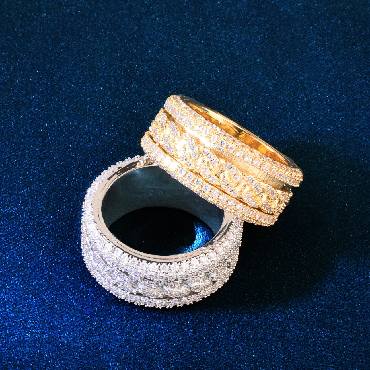 Solid Spinning Cuban Ring For Men Hip Hop RINGS Gold Color Ice Out Cubic Zirconia Fashion Rock Jewelry Gift - Premium  from Lizard Vigilante - Just $31.99! Shop now at Lizard Vigilante