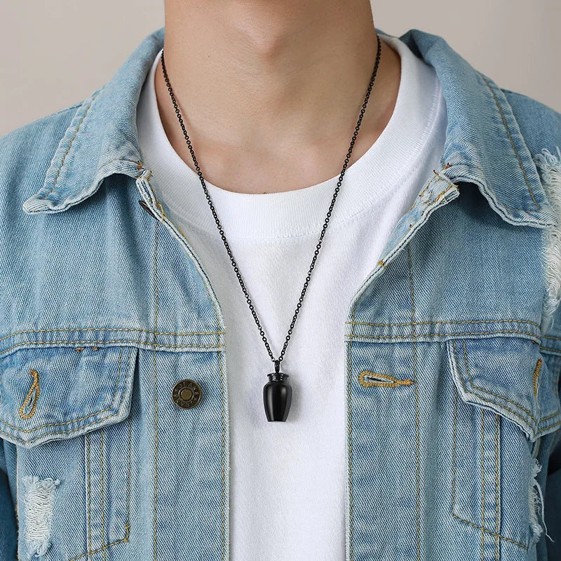 Vnox Openable Earthen Jar Columbarium Shape Pendant for Men Women,Stylish Perfume Holder Ashes Cremation Urn Punk Rock Necklace - Premium  from Lizard Vigilante - Just $18.99! Shop now at Lizard Vigilante