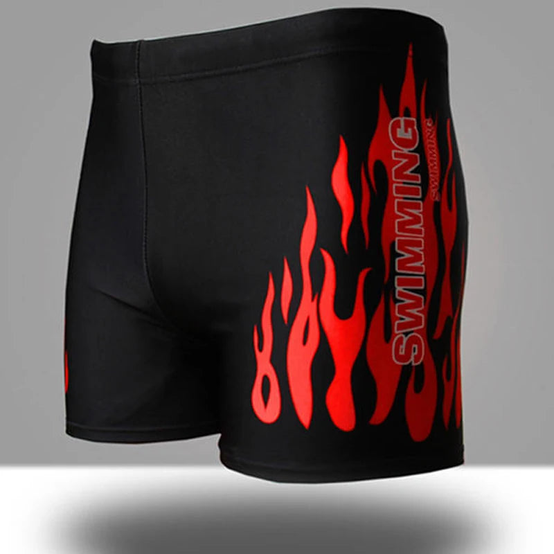 Men's Flame Fire Printed Swim Shorts Summer Racing Swimming Trunks Elastic Beach Briefs Breathable Boxer Board Shorts - Premium underwear from Lizard Vigilante - Just $17.99! Shop now at Lizard Vigilante