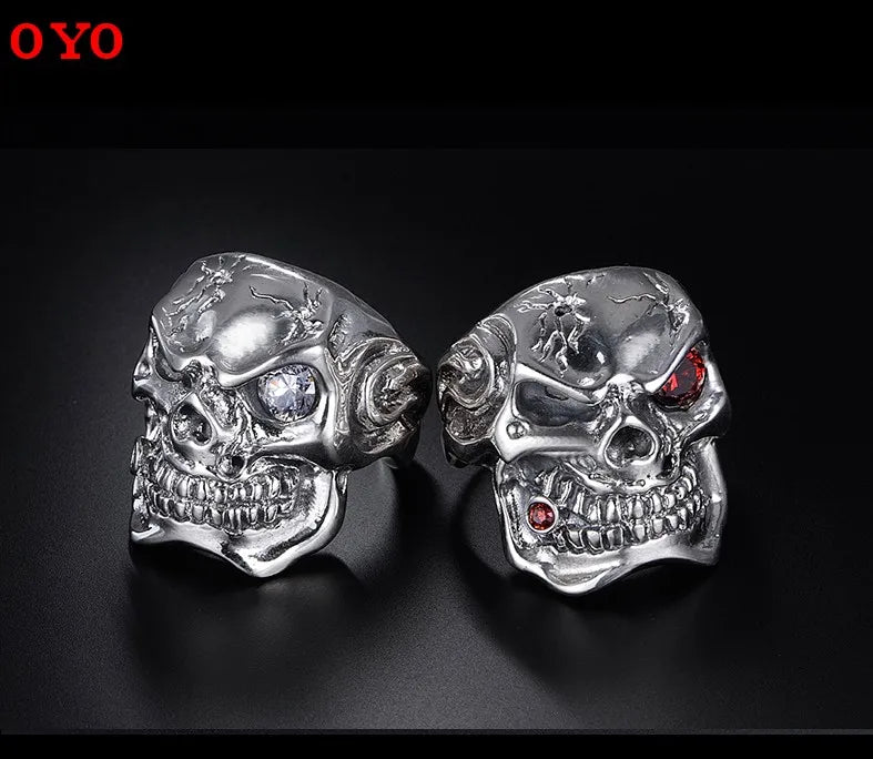 100% 925 Silver Vintage Smoking Skull Ring | Punk Goth Personality Hipster Design | Men’s Domineering Statement Ring - Premium ring from Lizard Vigilante - Just $148.88! Shop now at Lizard Vigilante