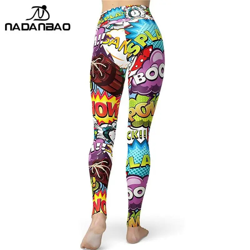 NADANBAO Women Comic Leggings Cartoon Printed Leggins High Stretch Girls Legging Punk Rock Leggin Pants Evening Clubwear New - Premium yoga leggings from Lizard Vigilante - Just $29.99! Shop now at Lizard Vigilante