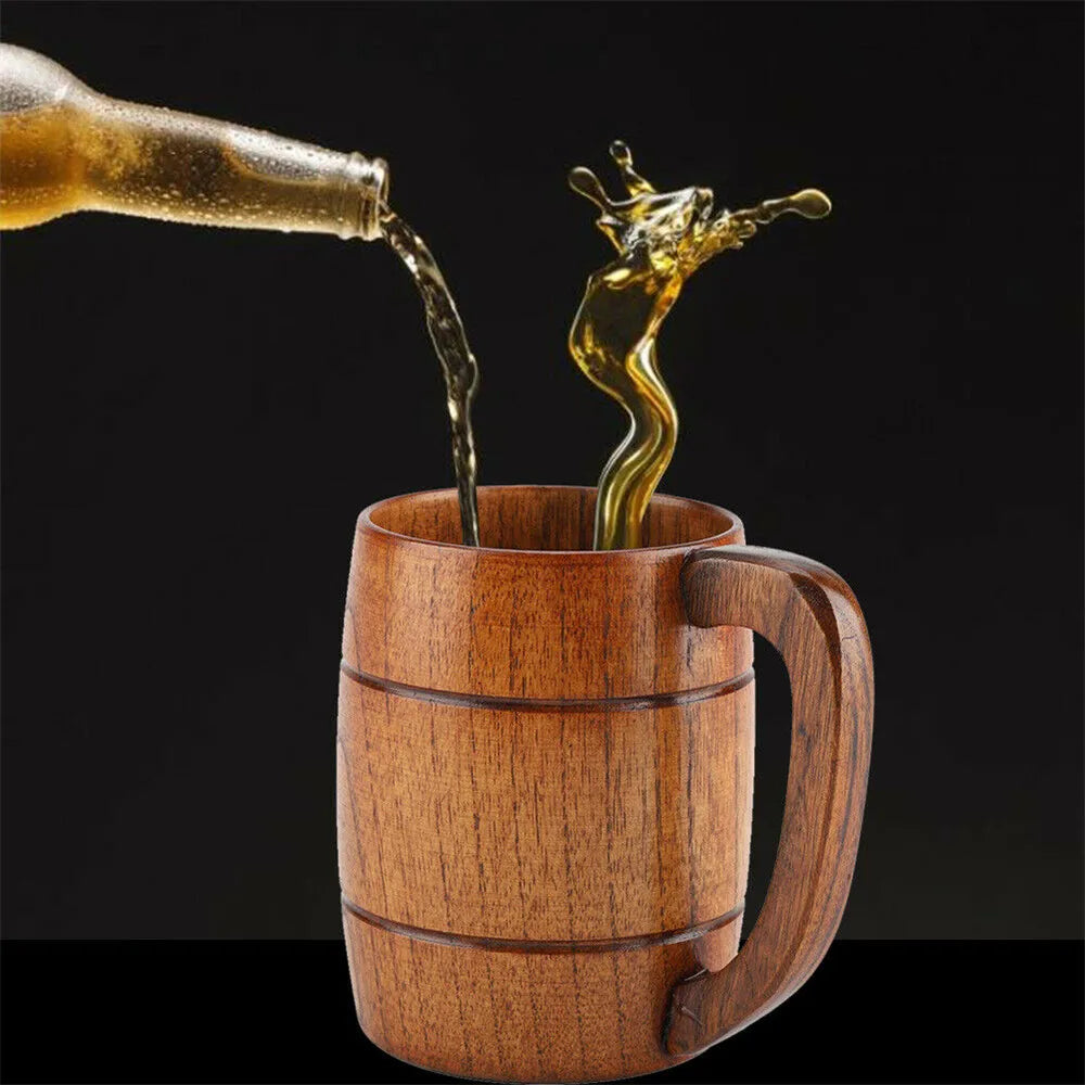 Epic Viking Wooden Beer Mug Tankard - Rustic Barrel Stein for Men & Women - Perfect for Beer, Coffee, Milk, or Tea - Drink Like a Legend! - Premium mug from Lizard Vigilante - Just $17.88! Shop now at Lizard Vigilante