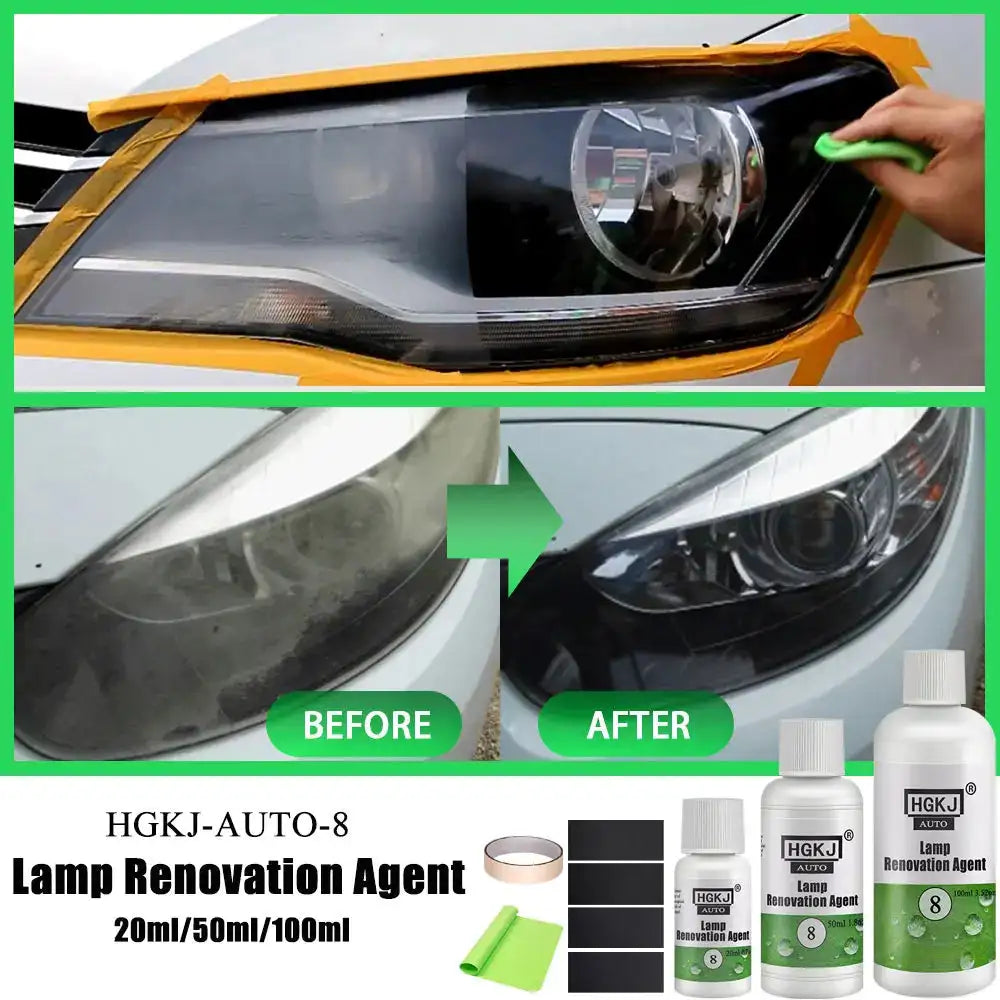 HGKJ 8 Lamp Renovation Agent Auto Headlight Headlamp Polish Restoration Kit Long Lasting Protection Oxidation Liquid for Car