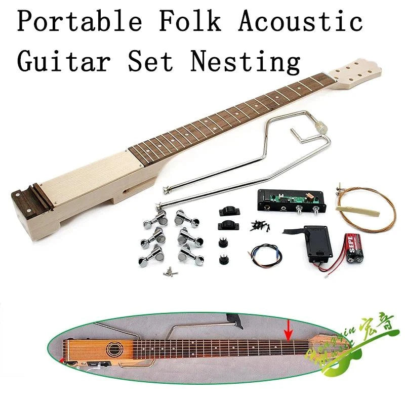 Folk mute portable folding acoustic guitar travel DIY combination set beginner practice business trip maple rosewood - Premium acoustic guitar from Lizard Vigilante - Just $146.99! Shop now at Lizard Vigilante