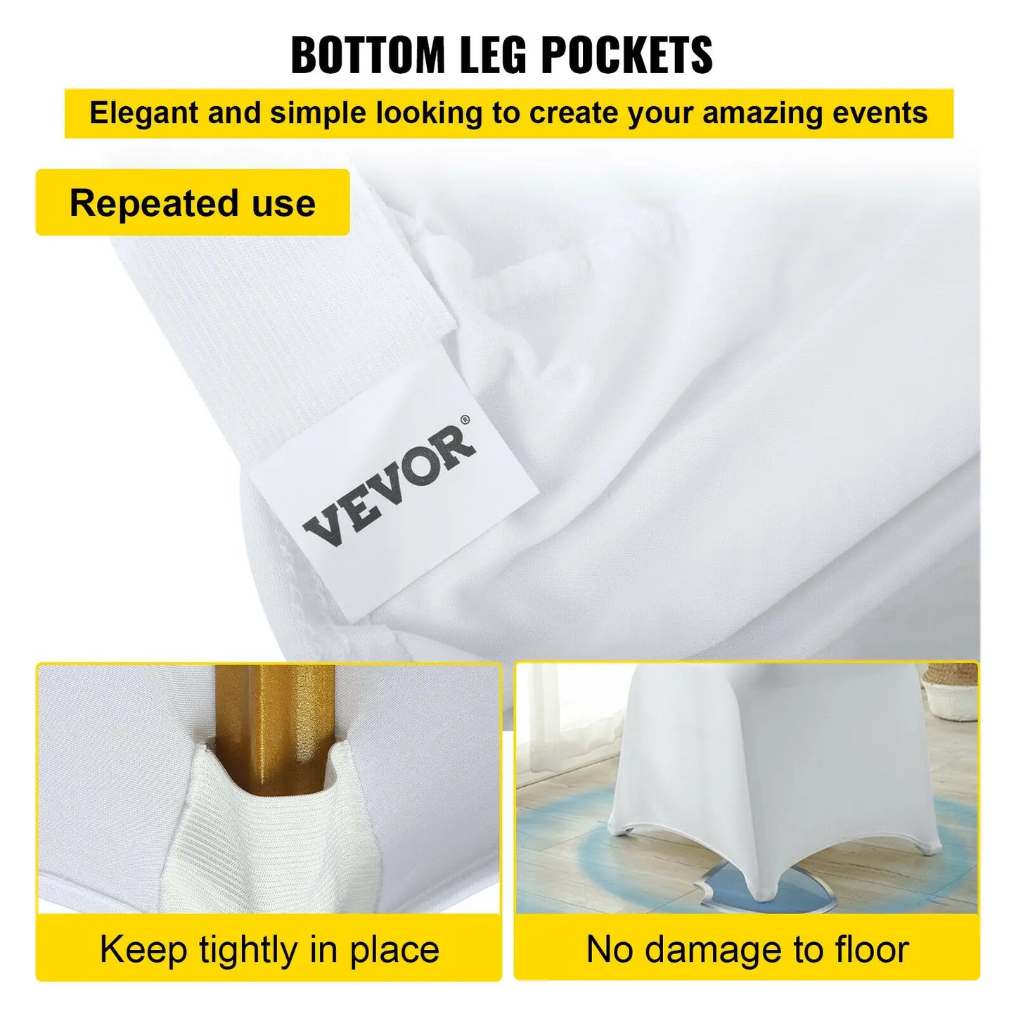 VEVOR Universal Spandex Stretch Wedding Chair Covers – 12/30/50/100 PCS White Slipcovers for Hotel, Restaurant, Banquet, and Party - Premium chair covers from Lizard Vigilante - Just $62.99! Shop now at Lizard Vigilante