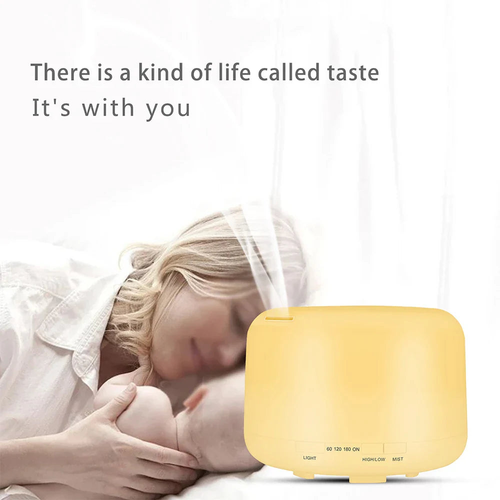 300 500ML Air Humidifier With Remote Control Colorful Non-printed Ultrasound Aroma Diffuser Pure White Dark Light Wood Grain