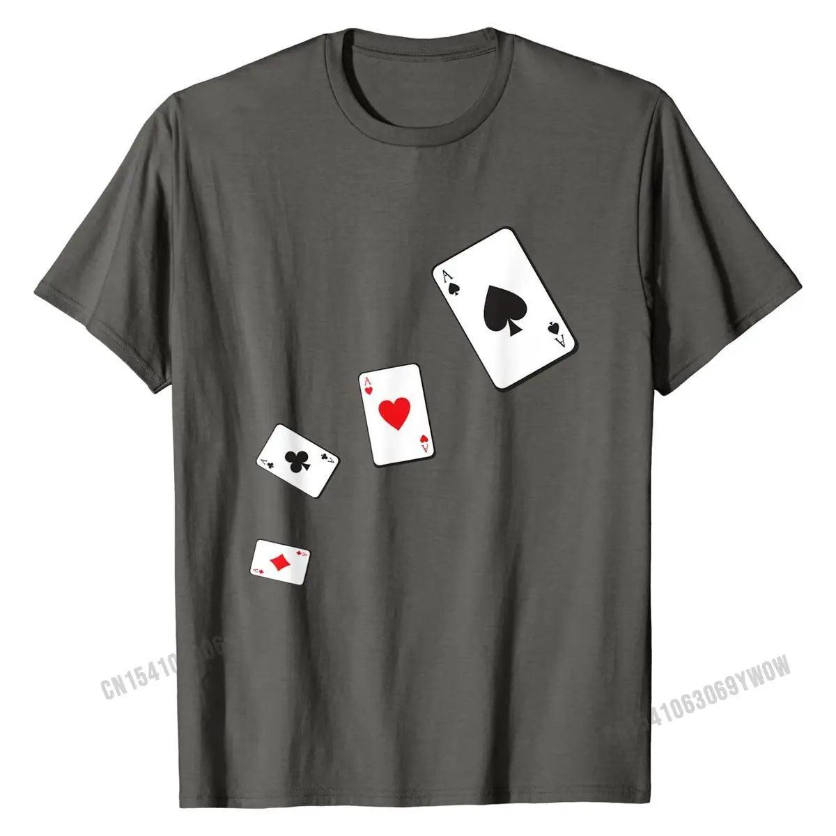 Aces Playing Cards Shirt, Poker Gambling Casino Game Male Tees Printed On High Quality Rayon Tshirts - Lizard Vigilante