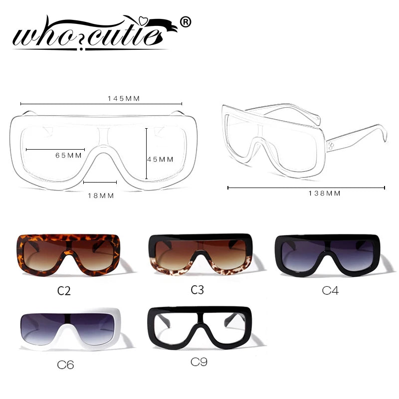 WHO CUTIE 2025 Oversized Sunglasses Women Brand Designer Shield Big Frame Flat Top Gradient Lens Sun Glasses Shades Lady OM87B - Premium  from Lizard Vigilante - Just $18.99! Shop now at Lizard Vigilante