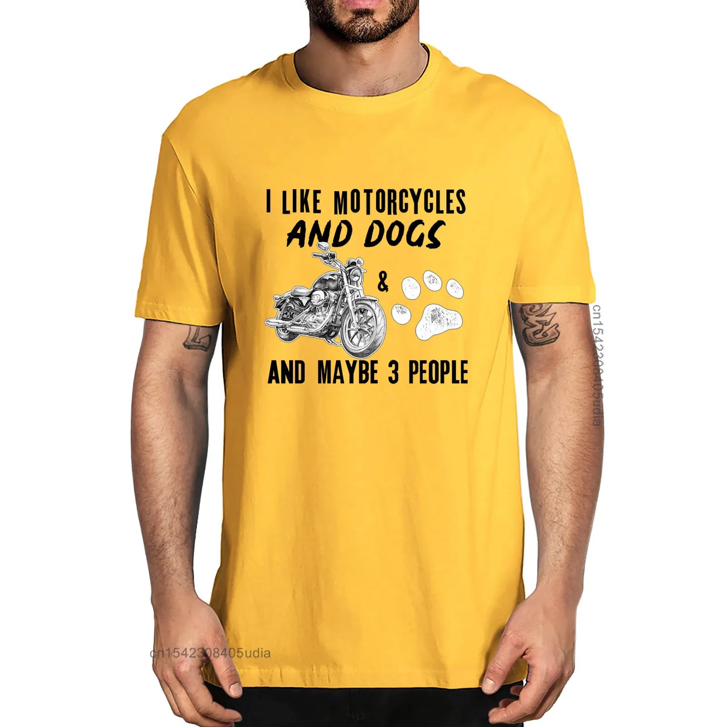 I Like Motorcycles And Dogs And Maybe 3 People Summer Men's 100% Cotton T-Shirts Funny Women Unisex Soft Top Tee - Premium T-Shirt from Lizard Vigilante - Just $21.99! Shop now at Lizard Vigilante