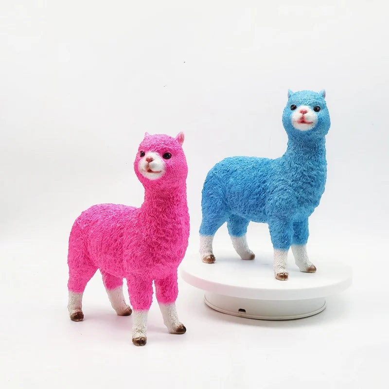 Home Decor Resin Crafts Creative Simulation Alpaca Statue Resin Decoration Home Garden Shopping Mall  Animal Ornament Sculpture
