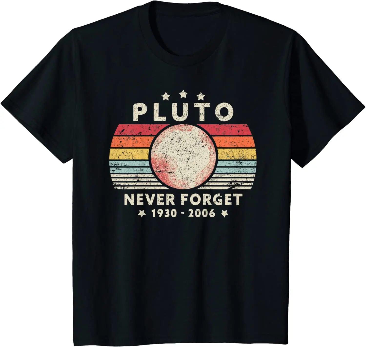 Never Forget Pluto T Shirt Men Summer Tops Tees Male Retro Style Funny Space Science - Lizard Vigilante