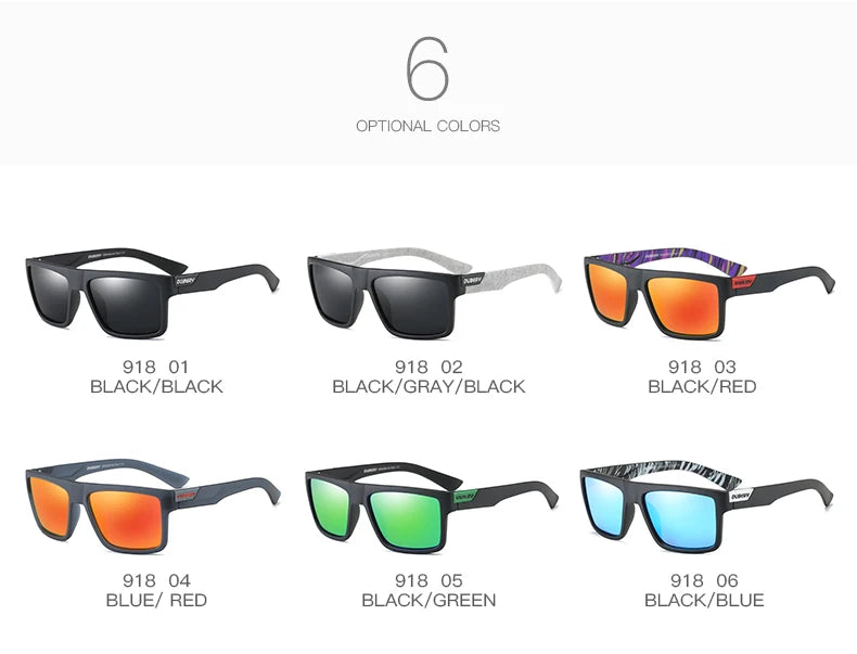 Dubery Retro Polarized Rectangle Sunglasses – UV400 Anti-Reflective Shades for Everyday Adventures