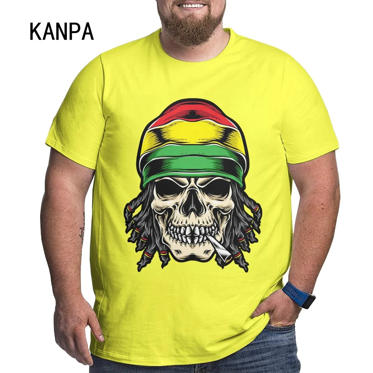 Skull Printed T Shirt For Men Casual Rasta Mon Oversized Blunt Joint Doobie Toker Short Sleeve Clothes Streetwear Hip Hop 3D Printing Top Tees - Lizard Vigilante