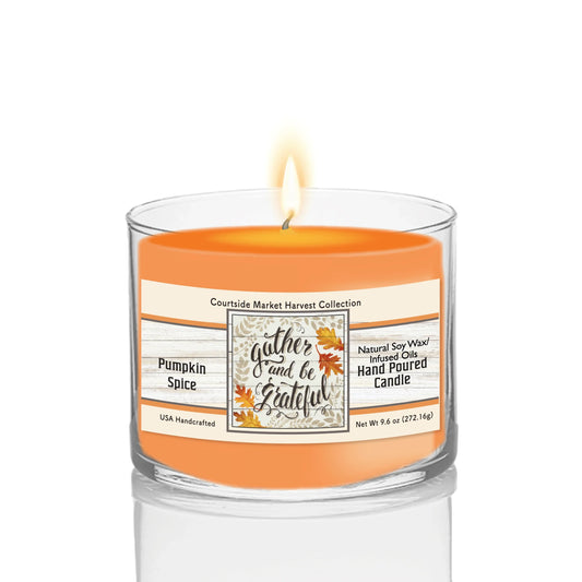 TD Courtside Market's Harvest Delight VI Scented Candle White Soy Wax with Glass Jar for Home or Office Decor