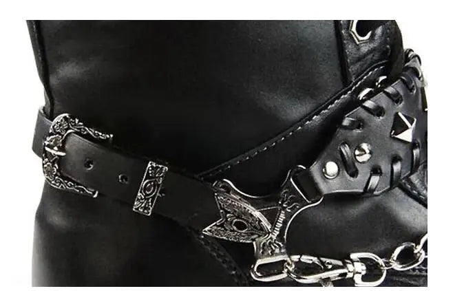 Rivet Rage Boot Chains 2025 – Rock Punk Stage Anklet Accessory for Men & Women