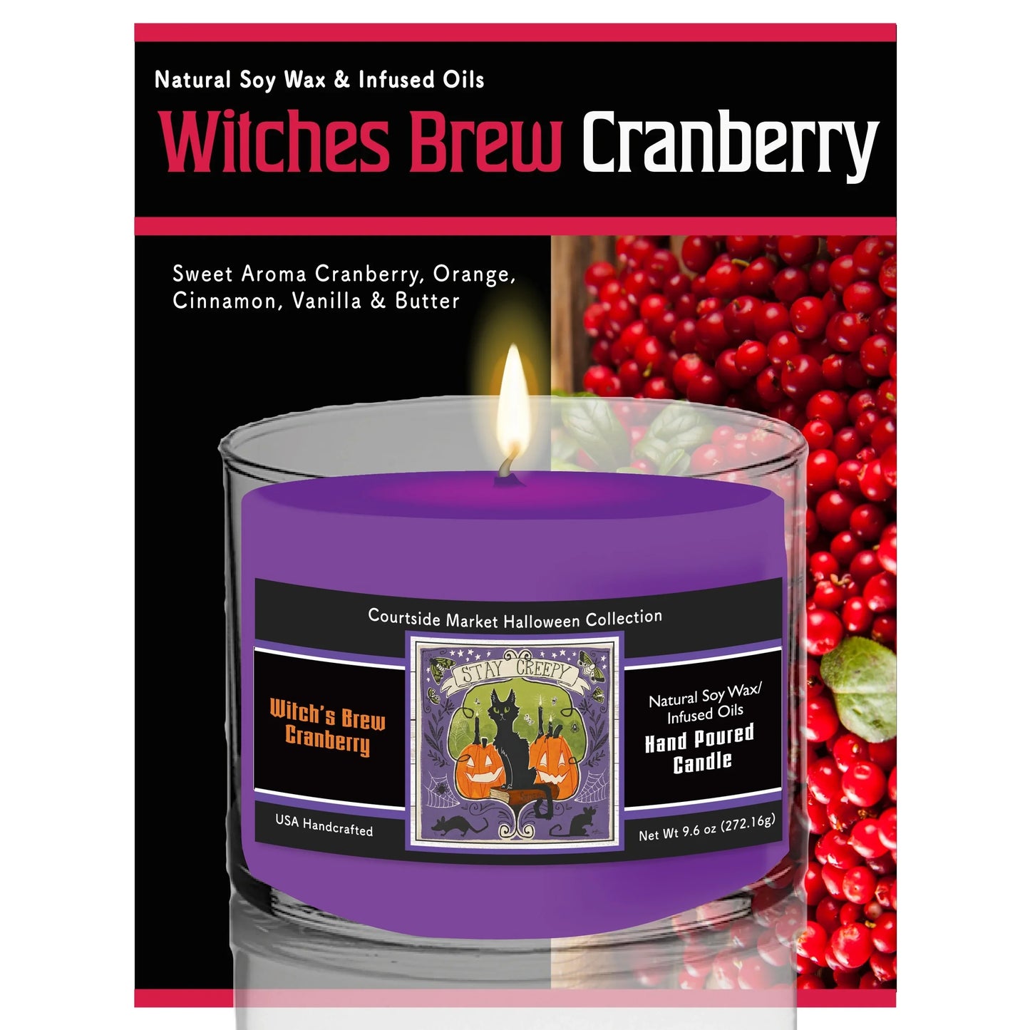 TD Courtside Market Stay Creepy V Soy Wax Custom Scented Candle in Glass Jar for Valentine's Day or Holidays Oil Material