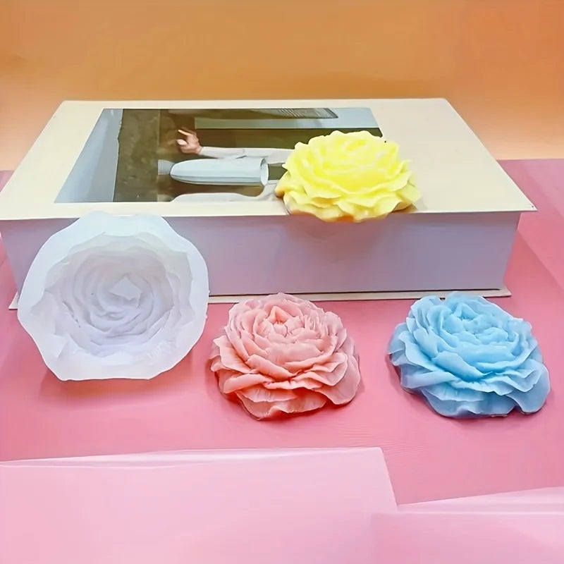 Peony Candle Silicone Mold 3D Peony Shape DIY Scented Candle Mold for Family Wedding Party Decoration
