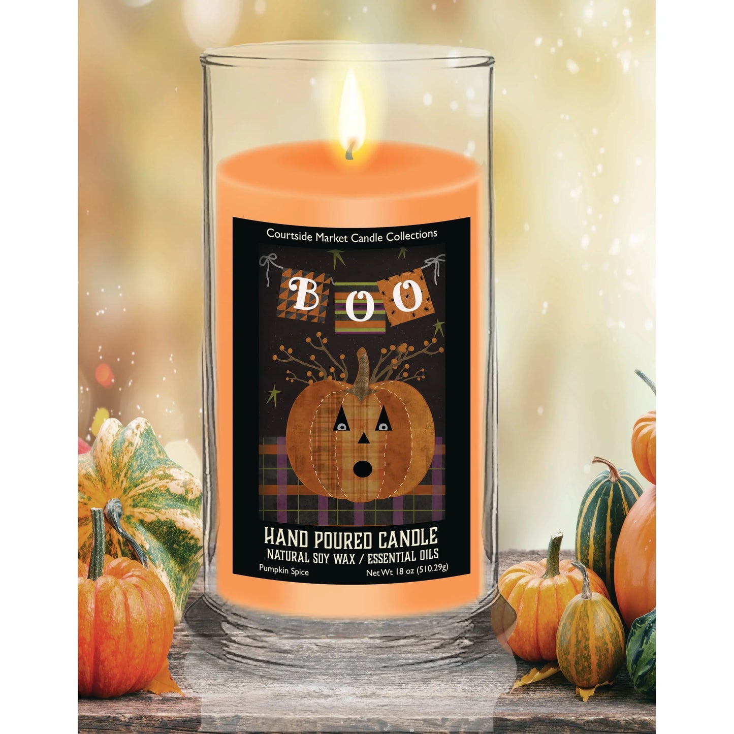 TD Courtside Market Boo Pumpkin Scented Candle Halloween Collection Glass Votive with Boo Design