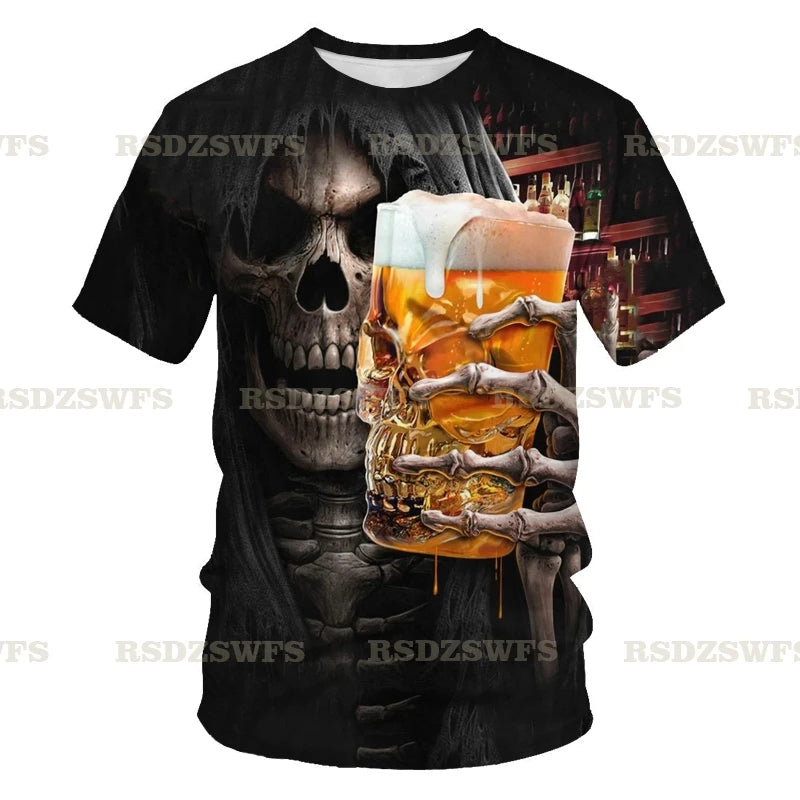 Skull Chug Society – 3D Beer-Drinking T-Shirt for Rockers, Rebels & Weekend Warriors - Premium tee from dsers - Just $54.99! Shop now at Lizard Vigilante