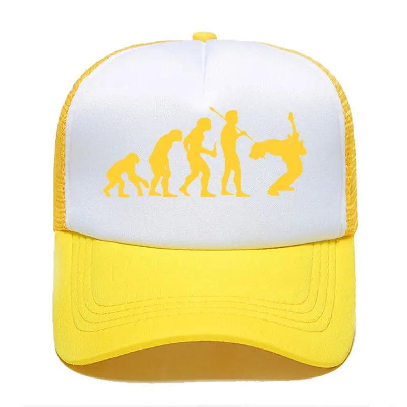 Funny Guitarist Baseball Cap Evolution Of a Music Rock Guitar Musician Band Metal Parent-child Hats Mesh Visor Outdoor Sun Hat - Lizard Vigilante