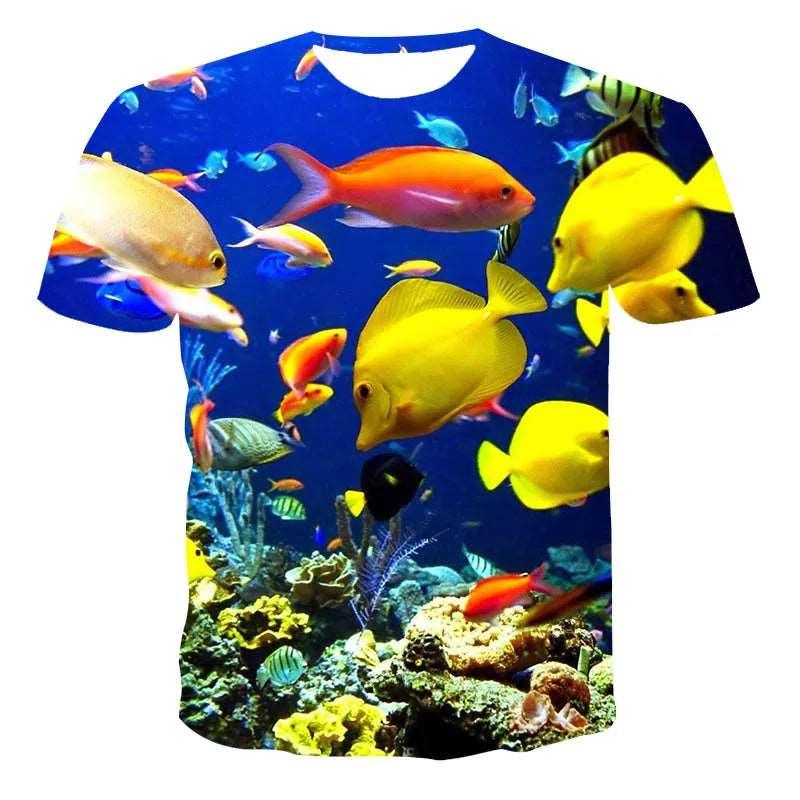 3D Color Fish Graphic T Shirts For Men Summer Fashion Casual Trend funny T-Shirts Personality harajuku Hip Hop Print T-shirt - Premium T-Shirt from Lizard Vigilante - Just $20.99! Shop now at Lizard Vigilante