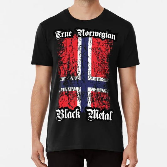 True Norwegian Black Metal - Norwegian Flag Edgewise T Shirt Black Metal Metal True Trve Norwegian Black Metal Gaahl Burzum - Premium t-shirt from Lizard Vigilante - Just $30.49! Shop now at Lizard Vigilante