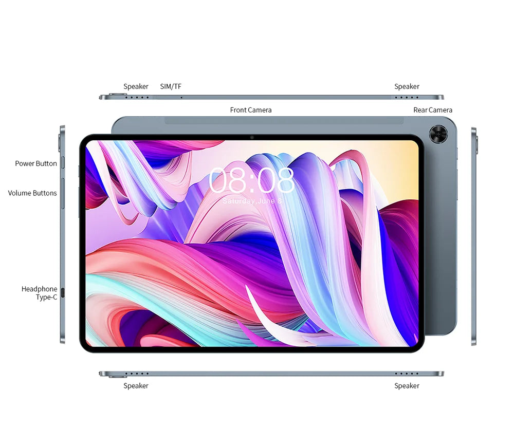 Teclast 10,4 inch T40 Pro tablet 8gb RAM ROM 128GB Android 11/12 7000mAh fast charging 2000x1200 UNISOC T618/T616 8 cores 4G network, Wifi, 13MP + 8MP