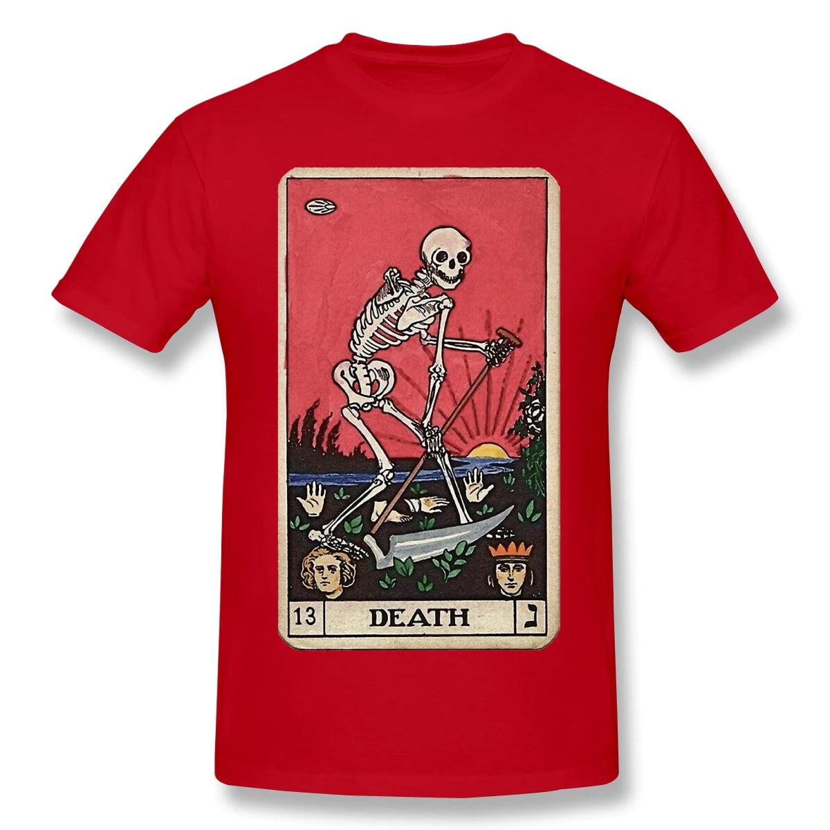 Death Tarot Card Gothic T-Shirts for Men Funny Crewneck Cotton T Shirt - Lizard Vigilante