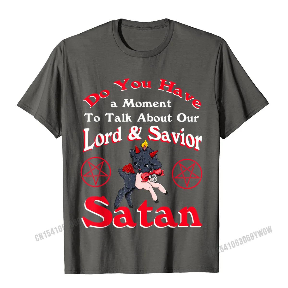 Satan Pentagram Funny Satanic Cute Baphomet Goat Occult T-Shirt Camisas Men Top T-Shirts For Men Tops Shirts Fashion Summer - Lizard Vigilante