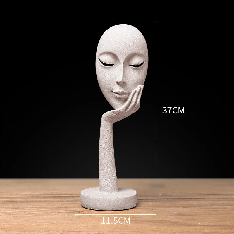 3D Face Mask Abstract Sculpture, Home Decoration Statue, Table Decorations Accessories, Art Figurine, Living Room Decor