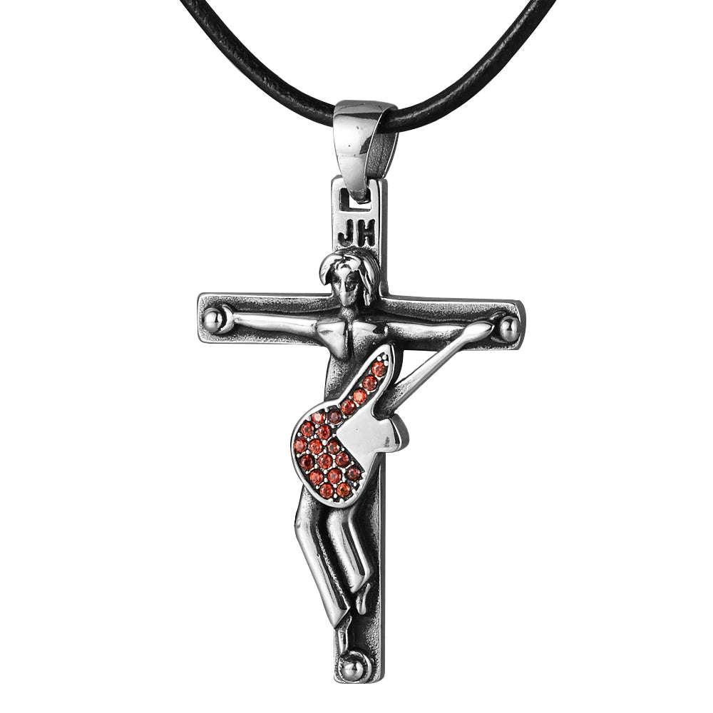 The French Thunder Cross Necklace — Johnny Hallyday Guitar Soul Pendant