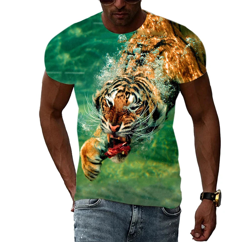 Men's Polyester Tiger Graphic T-Shirt - Premium T-shirt from Lizard Vigilante - Just $22.99! Shop now at Lizard Vigilante