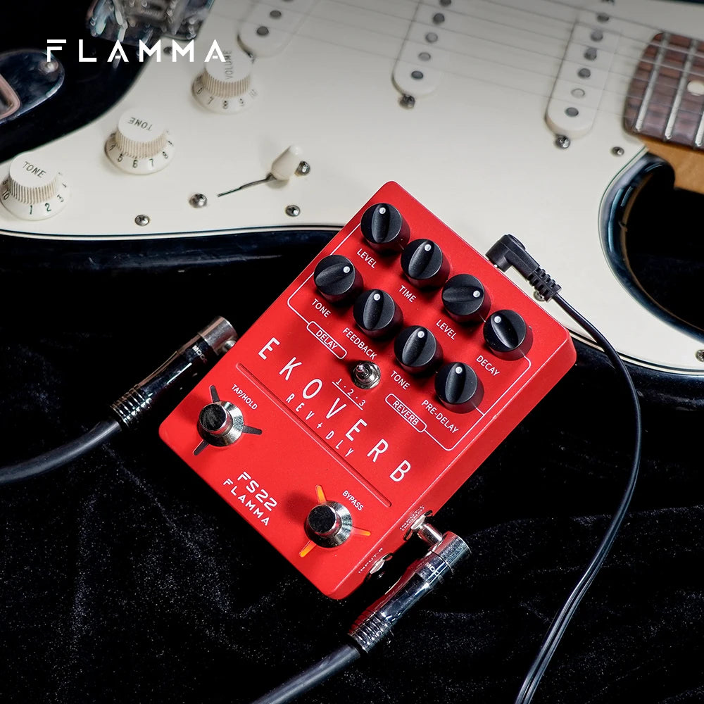 FLAMMA FS22 “Ekoverb Blood-Red Ghost” — Dual Reverb/Delay Pedal With Freeze, Trails, Tap Tempo & Stereo Mayhem