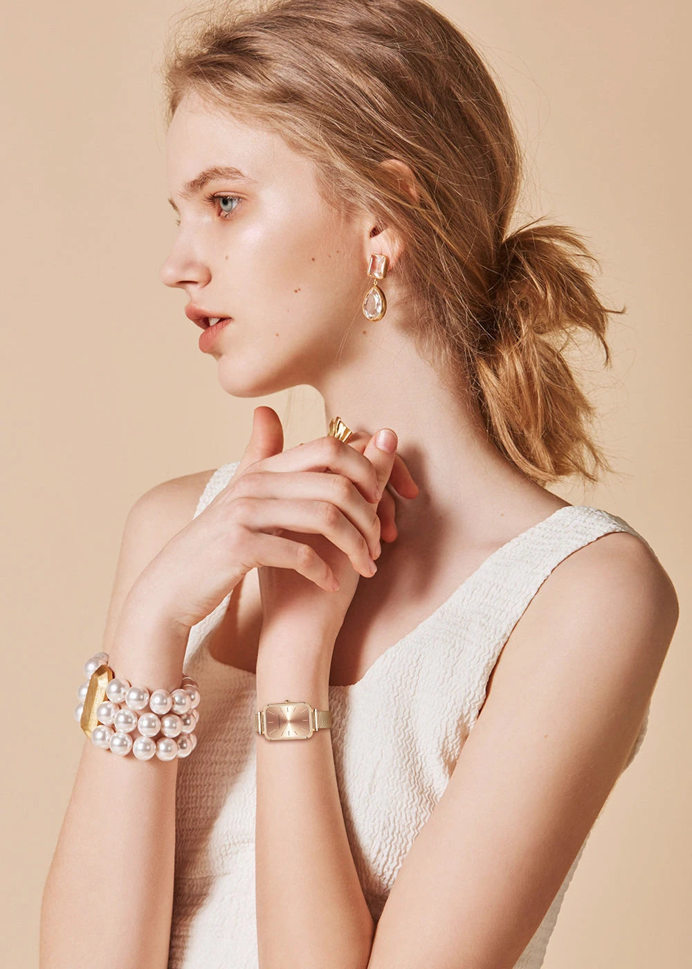 RogueTime Steel Siren Watch – Square Mesh Strap Quartz Womens Fashion Timepiece (Hannah Martin)