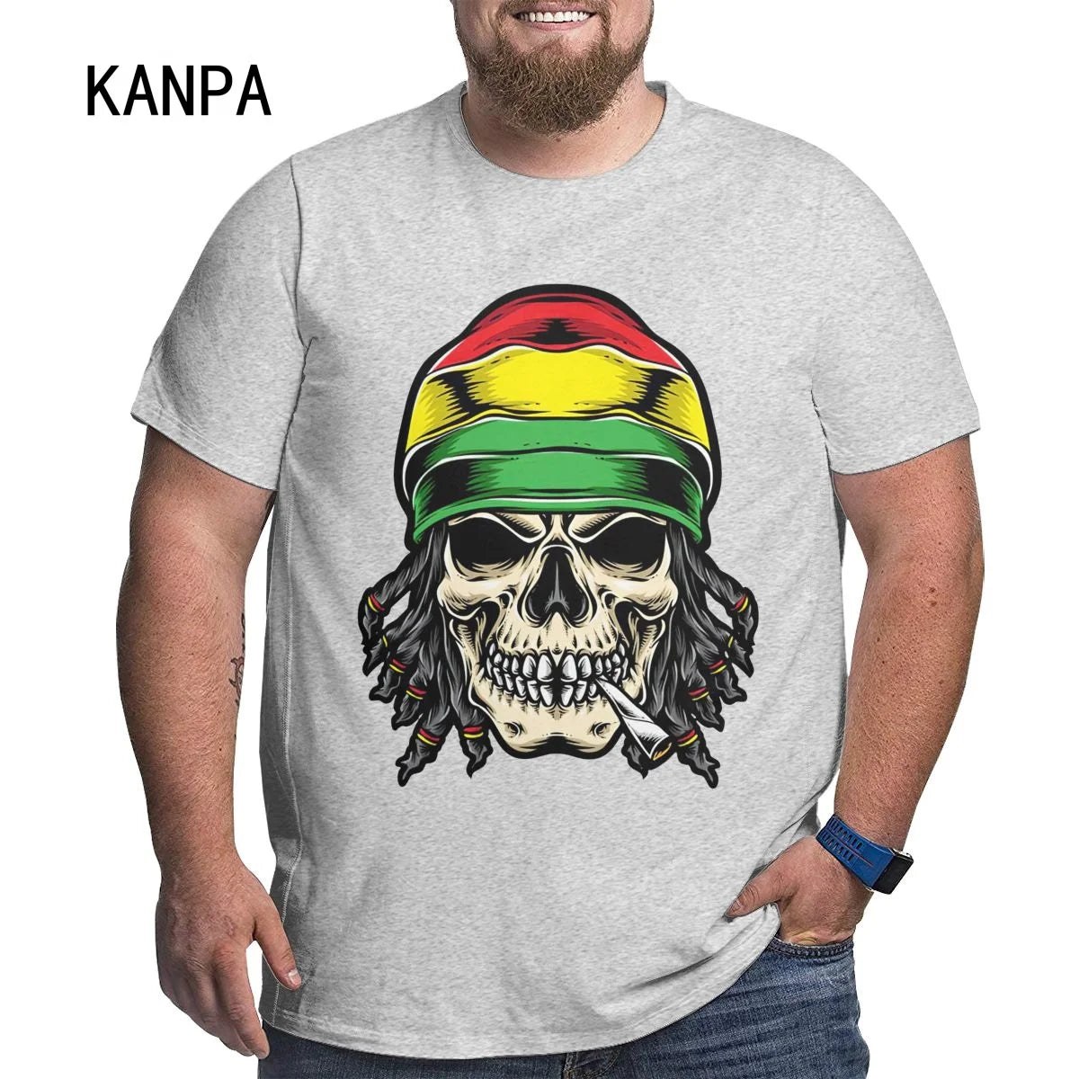 Skull Printed T Shirt For Men Casual Rasta Mon Oversized Blunt Joint Doobie Toker Short Sleeve Clothes Streetwear Hip Hop 3D Printing Top Tees - Lizard Vigilante