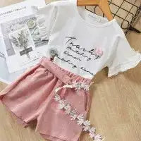 Bear Leader New Summer Casual Children Sets Chiffon Flowers Blue T-shirt Pants Girls Clothing Sets Kids Summer Set for 3-7 Years