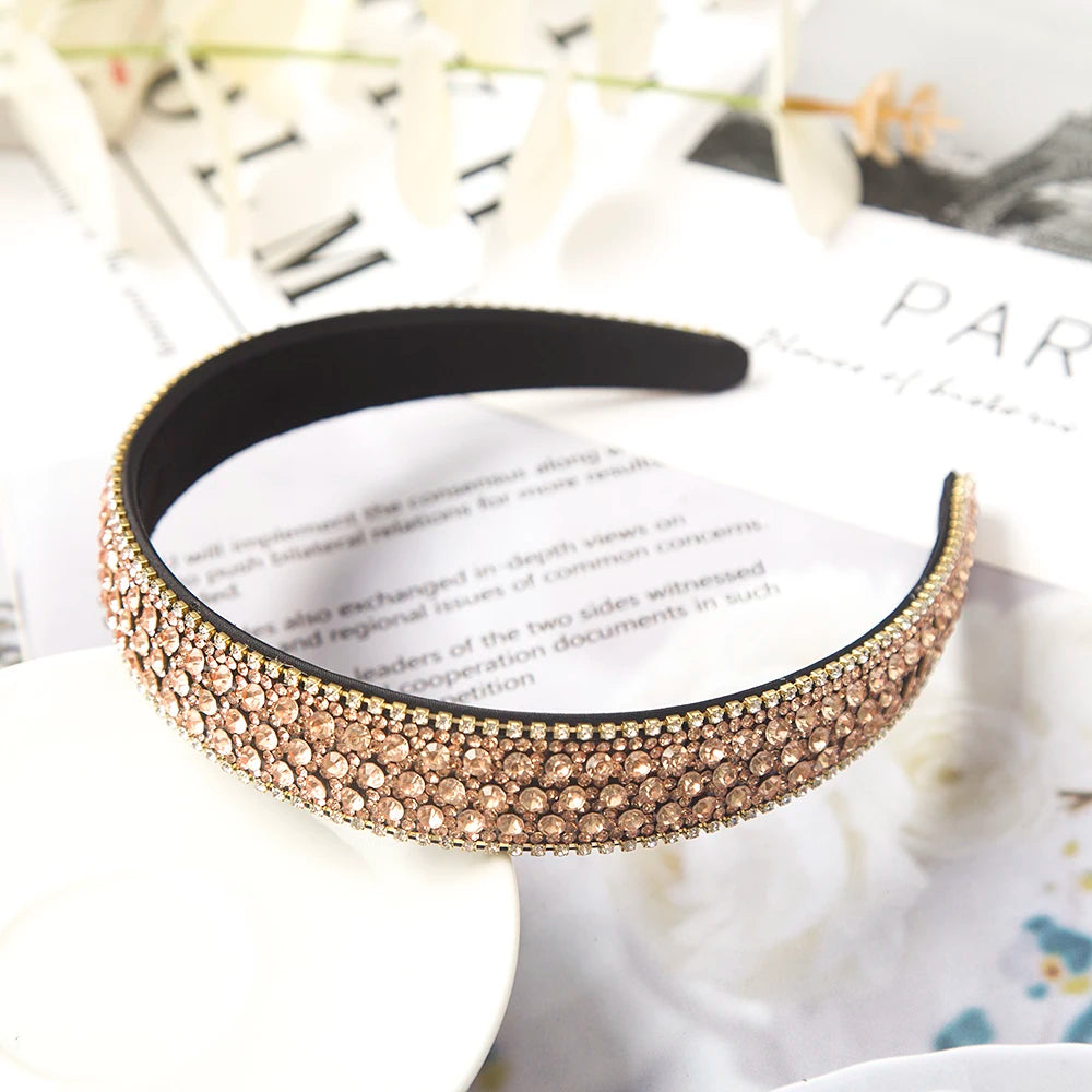 Baroque Crystal Headband with Rhinestones – Luxurious Fashion Hair Hoop for Women, Bezel-Style Hairband, Elegant Headdress Accessory - Premium headband from Lizard Vigilante - Just $28.88! Shop now at Lizard Vigilante