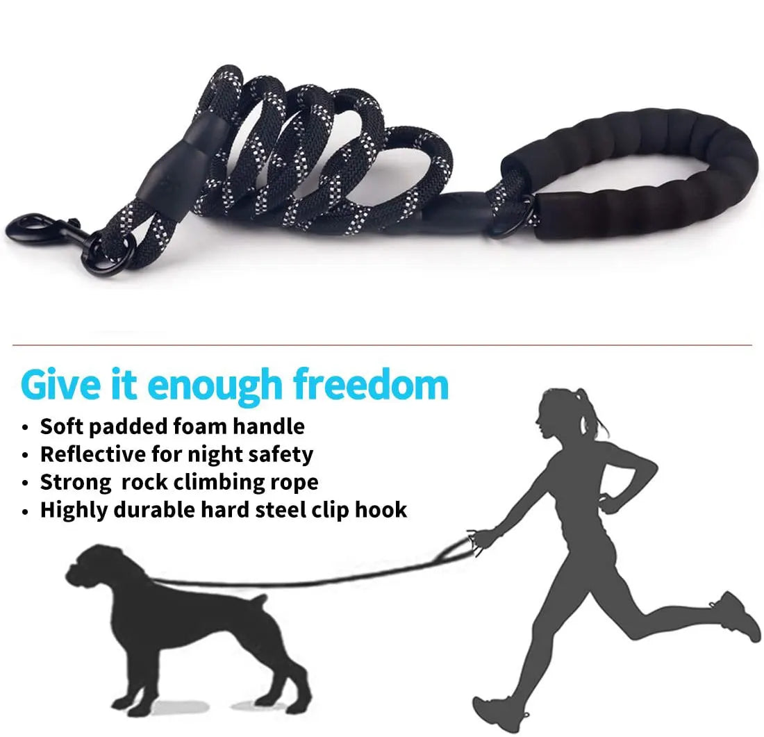 Reflective Strong Dog Leash 1.5M Long - Heavy Duty Nylon Rope Leash with Padded Handle for Comfortable Training and Walking - Premium pet leash from Lizard Vigilante - Just $18.88! Shop now at Lizard Vigilante