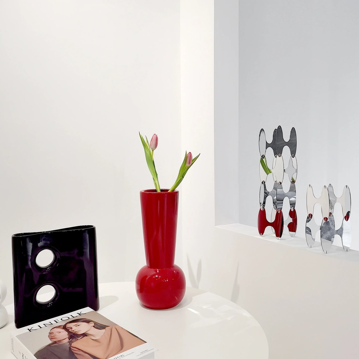 Medieval Style Mirror Combination Metal Sculpture Geometric Acrylic Art Installation Home Decoration Creative Ornaments