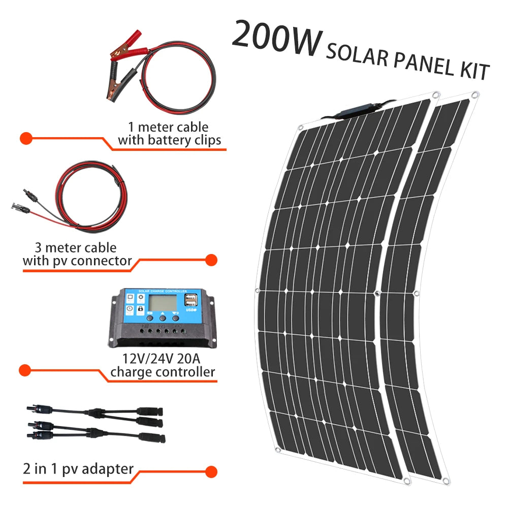 dgsunlight Complete Solar Panel Kit 100W-400W – Flexible 12V Solar Power Charger for Battery, Power Bank, Camping, and Hiking - Premium solar panel from Lizard Vigilante - Just $101.99! Shop now at Lizard Vigilante