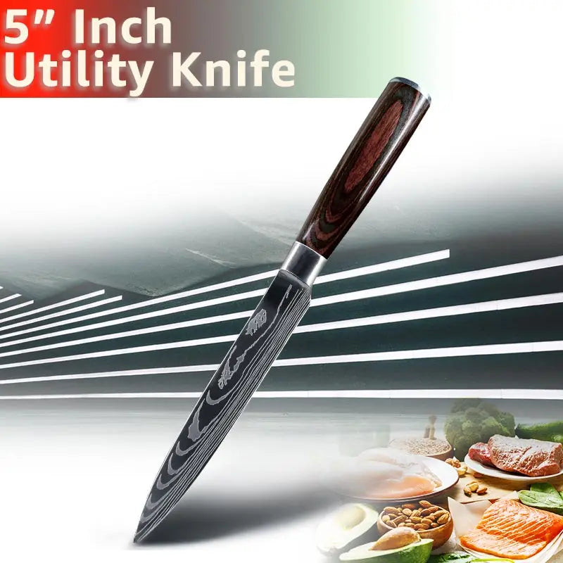 Professional Chef Knife Set – Japanese-Inspired High Carbon Stainless Steel Blades, Santoku & Gyuto Knives for Precision Cutting - Premium knife set from Lizard Vigilante - Just $19.99! Shop now at Lizard Vigilante