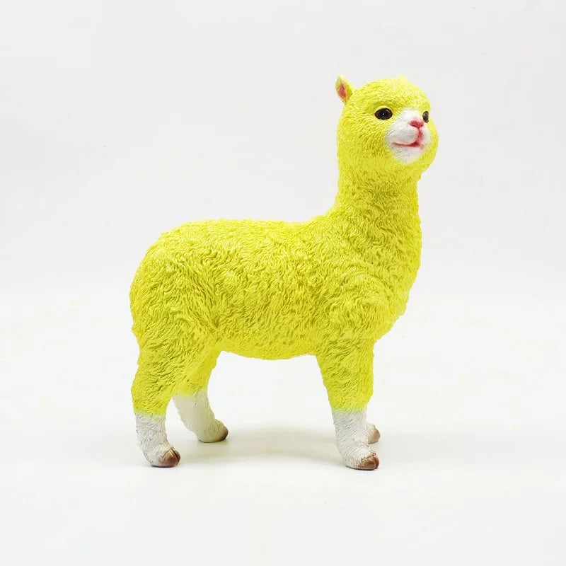 Home Decor Resin Crafts Creative Simulation Alpaca Statue Resin Decoration Home Garden Shopping Mall  Animal Ornament Sculpture