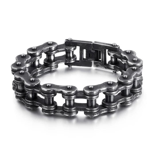Titanium Riot Chain Biker Bracelet — Rainbow & Blue Heavy Punk Edition