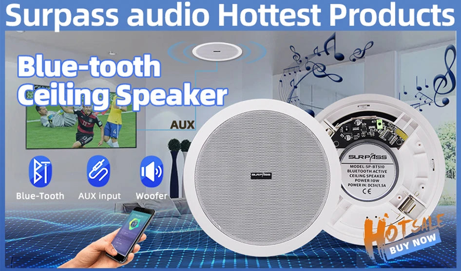 10W Bluetooth Ceiling Speaker with 6-Inch Full-Range Driver – Built-In Digital Class D Amplifier for Immersive Home Audio - Premium bluetooth speaker from Lizard Vigilante - Just $81.99! Shop now at Lizard Vigilante