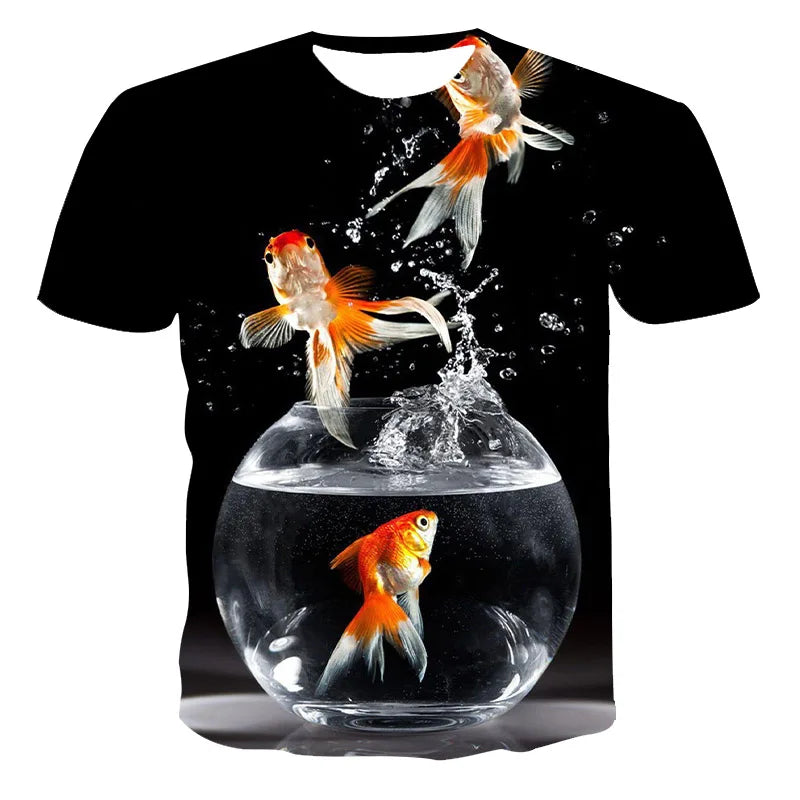 3D Color Fish Graphic T Shirts For Men Summer Fashion Casual Trend funny T-Shirts Personality harajuku Hip Hop Print T-shirt - Lizard Vigilante