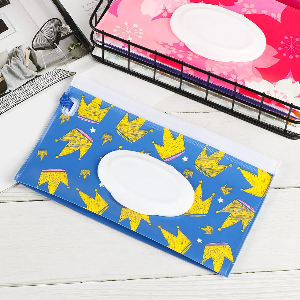 NEW Portable EVA Baby Wet Wipe Holder Case Reusable Refillable Wet Wipe Bag Tissue Box Snap-Strap Cosmetic Pouch Home Storage