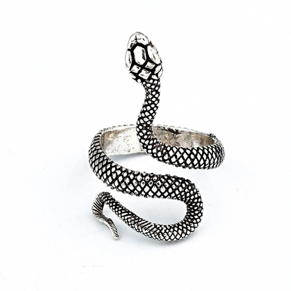 Punk Goth Snake Ring for Men & Women – Black Plated Adjustable Gothic Jewelry for Party, Wedding, and Gift - Premium ring from Lizard Vigilante - Just $17.99! Shop now at Lizard Vigilante