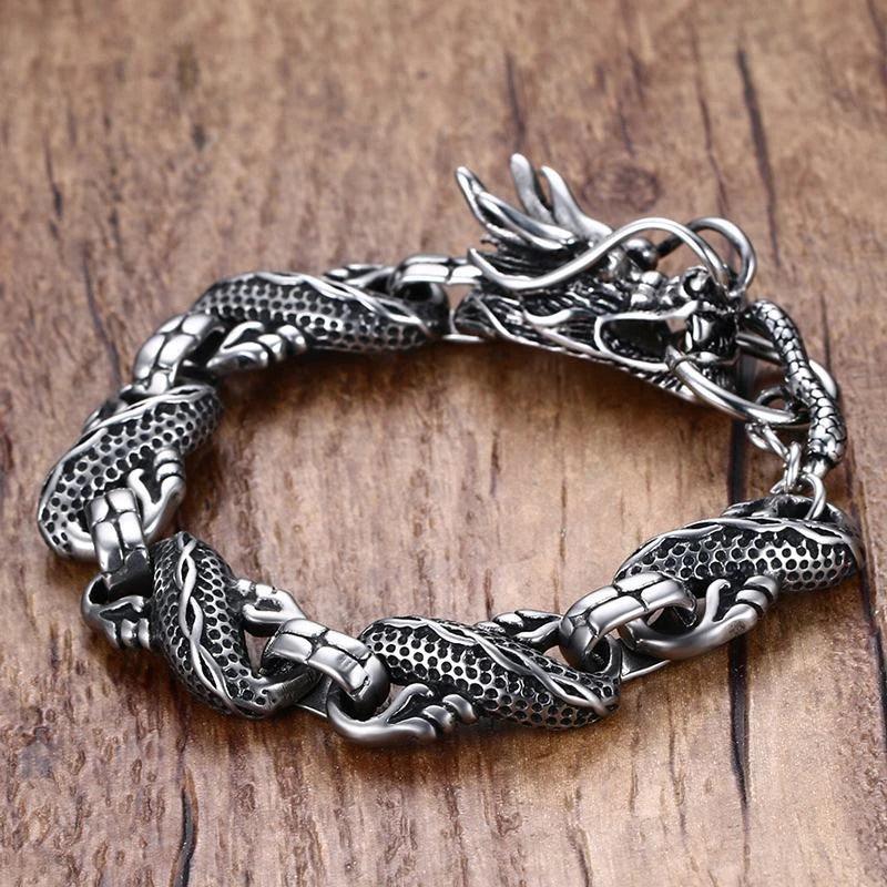 Boho Punk Gothic Skull Bracelet Men's Retro Personality Bike Ride Rock Party Cuff Jewelry Accessories - Lizard Vigilante