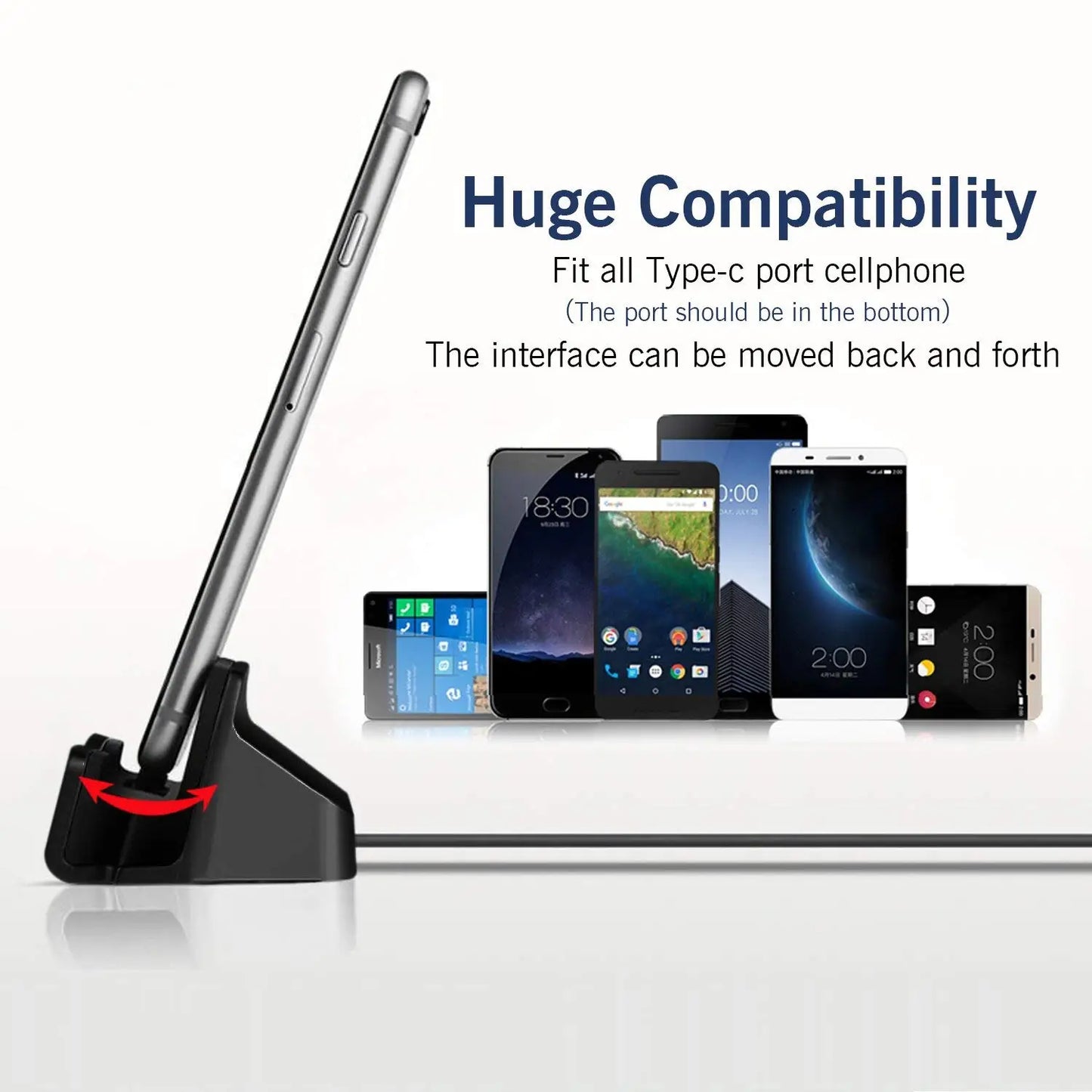 Docking Station Charger For iPhone 11 11Pro Android Type C Desktop Charging Port Sync Cradle Dock Stand Holder Micro USB-C Phone